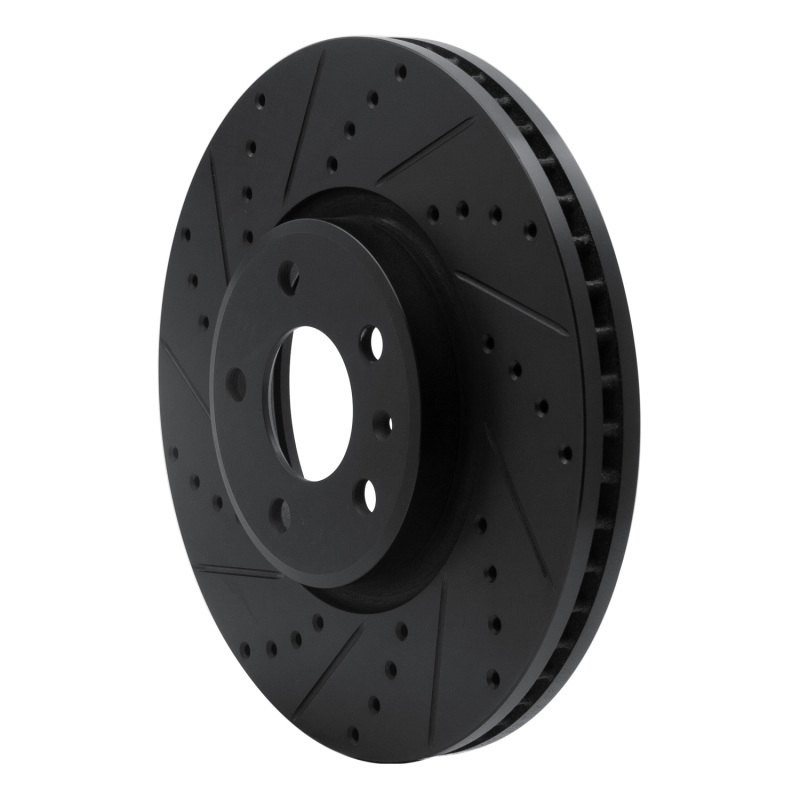 Audi A4 Allroad Brake Rotor (1) - Front Left - R1 Concepts - Drilled & Slotted - Black - `11-`17